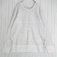 デイリーリチュアル ボーダー 長袖 スリット S 白黒 レディース カットソー