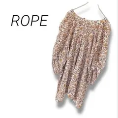 【ロペ】シャツカットソー 薄地 ボタニカル柄 花柄 サイドスリット ゆったり