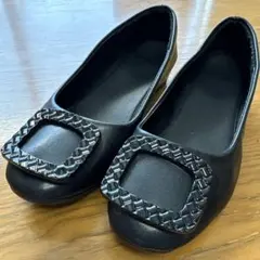 ポインテッドトゥブラック フラットシューズ　フォーマル　カジュアル　スナ系