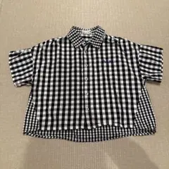 ブランシェス　ギンガムチェック 半袖シャツ 100%コットン　120 黒白
