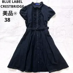 美品＊ブルーレーベルクレストブリッジ　マイクロチェック　シャドー　ワンピース38