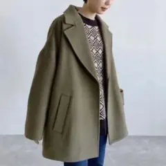 JEANASIS ウールビーバーショートジャケット　ピーコート　チェスターコート