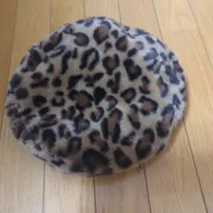 ヒョウ柄フリースベレー帽