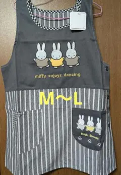 M〜Lサイズ 新品ミッフィー エプロン グレー系ストライプのサムネイル
