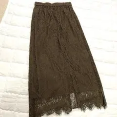未使用　ルクールブラン　レース ロングスカート ブラウン