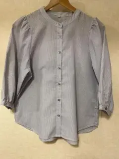 シャツ 長袖 ノーカラー