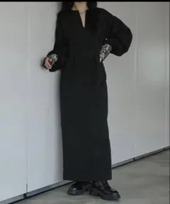 Ezick Jacquardcuffタックカーブドレス