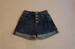 【BROWNYSTANDARD】ダークデニム ハイウエストショートパンツ