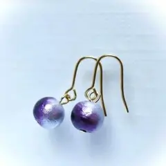 紫の濃淡バイカラー◇コットンパールのピアス◇8ミリ◇匿名配送◇イヤリングにも