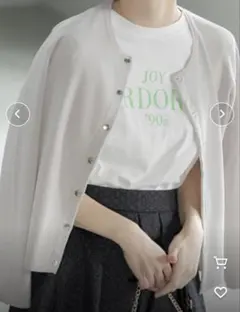 OPAQUE.CLIP スナップボタンショートニットカーディガン　グレー　38