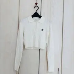 INGNI◇ポロ襟 ケーブルニット プルオーバー◇アイボリー◇白◇Mサイズ◇