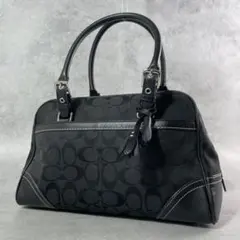 美品✨コーチ　ハンプトンズ シグネチャー サッチェル　肩かけ　キャンバス×レザー