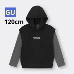 【新品未使用】GU KIDS 2ピースベストレイヤードT 黒 120cm ロンT