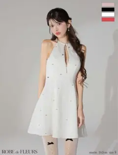 【ROBE de FLEURS/ローブドフルール】　ミニドレス　白