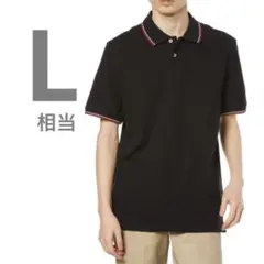 ☘️黒　ポロシャツ Lサイズ　ポロシャツ コットンピケ スリムフィット メンズ