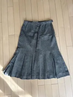 【値下げ中】ビンテージ　グレー プリーツスカート ひざ丈