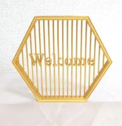 Welcome ハニカムフレームオブジェ シルクゴールドのサムネイル