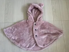 ベビー ポンチョ くま耳 ピンク 60-80cm