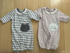 プティマイン　長袖　2way ロンパース　カバーオール　ネコ　ポシェット