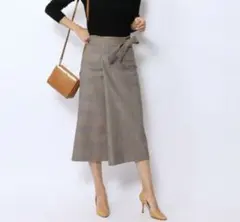 美品■Ballsey ボールジィ ウールチェック ベルテッドスカート34