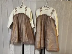 petit main新品オーガンジードッキングワンピース80100サイズ姉妹