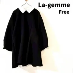 La-gemme 襟取り外し可 ブラック チュニックワンピース フレアのサムネイル