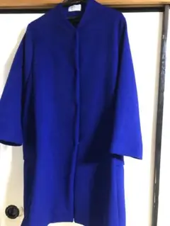 ウール製ロングコート 青