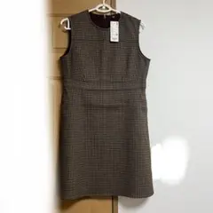 ダーマコレクション ロングワンピース 半袖 チェック柄 ウエストリボン 