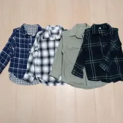 長袖チェックシャツ 120cm 4枚セット