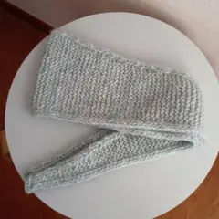 手編みのミニマフラー/ソフィースカーフ　ミントグリーン