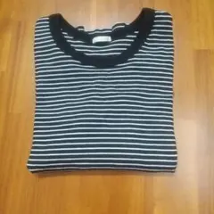 【GU】リブボーダー 半袖Tシャツ XL