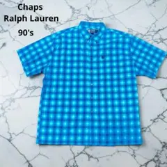 90' Chaps Ralph Lauren オンブレチェックシャツ　ブルーのサムネイル