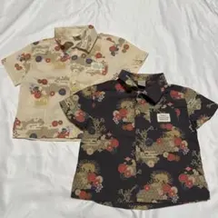 和風花柄シャツ2枚セット 80cm