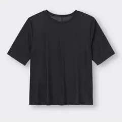 値下げ　新品　GU シアーシャツ　ブラック　M
