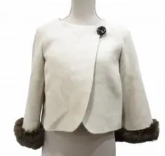 ショートジャケット　ラビットファー　ベージュ