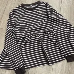 apres les cours トップスボーダーペプラムポワン袖スウェット140