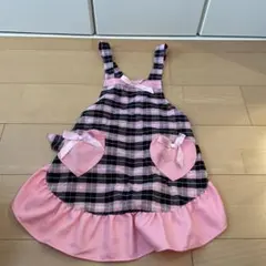 チェック柄エプロン ハートポケット付き 120