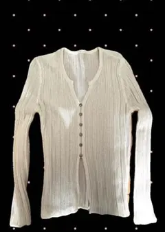 アイボリー リブ編み 長袖カーディガン フェアリーグランジ ゎ