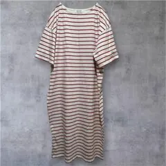 【ローリーズファーム】 ボーダー ロングワンピース レッド ホワイト Fサイズ