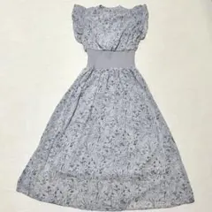 INGNI イング ウエストリブ 花柄シフォンフリルワンピース グレー Mサイズ
