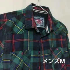 オーセンティック　メンズ 長袖シャツ Mサイズ チェック柄