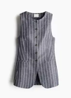 新品　H&M ロングスーツベスト　ストライプ柄 ベスト ジレ　38
