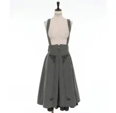 美品　アクシーズファム　ハイウエストスカート　サス付きグレーストライプ