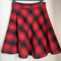 赤黒チェック 膝上丈フレアスカート　7〜9号
