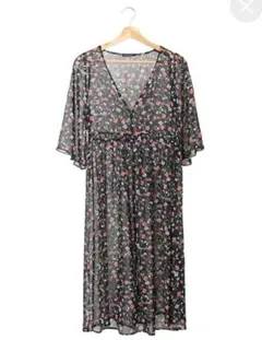 イング INGNI シフォン Ｖネック ロングカーディガン ロングガウン