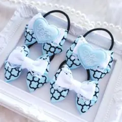 (249)限定価格 ゆめかわ 4点セット ヘアゴム♡ ハンドメイド リボン 水色