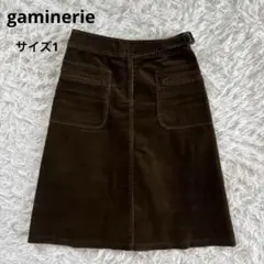 ギャミヌリィ gaminerie コーデュロイスカート　ブラウン　茶色　1