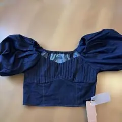 RESEXXY ダークブルーパフスリーブトップス S-A2