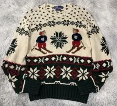超希少 90s ポロラルフローレン ポロベア スキー　ニット　HAND KNIT