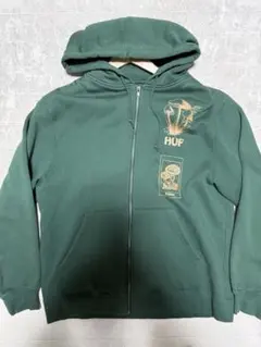 HUF ジップパーカー L グリーン
